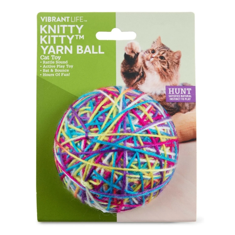 Vibrant Life Knitty Kitty Yarn Ball Cat Toys
